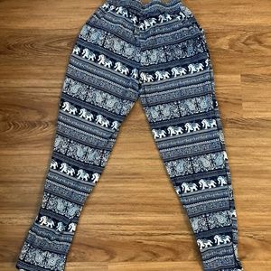 Small Elephant & Geo Print Jogger Pants With Pockets